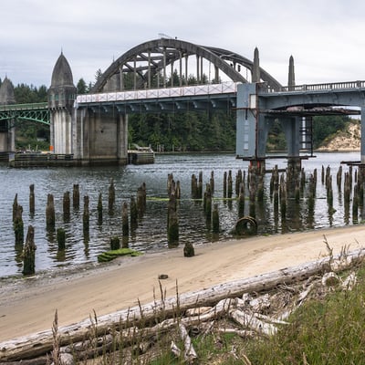 High water under a bridge in Oregon