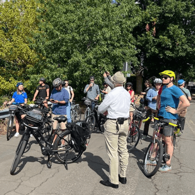 A field tour from the 2024 bikeway design workshop, led by instructor Roger Geller